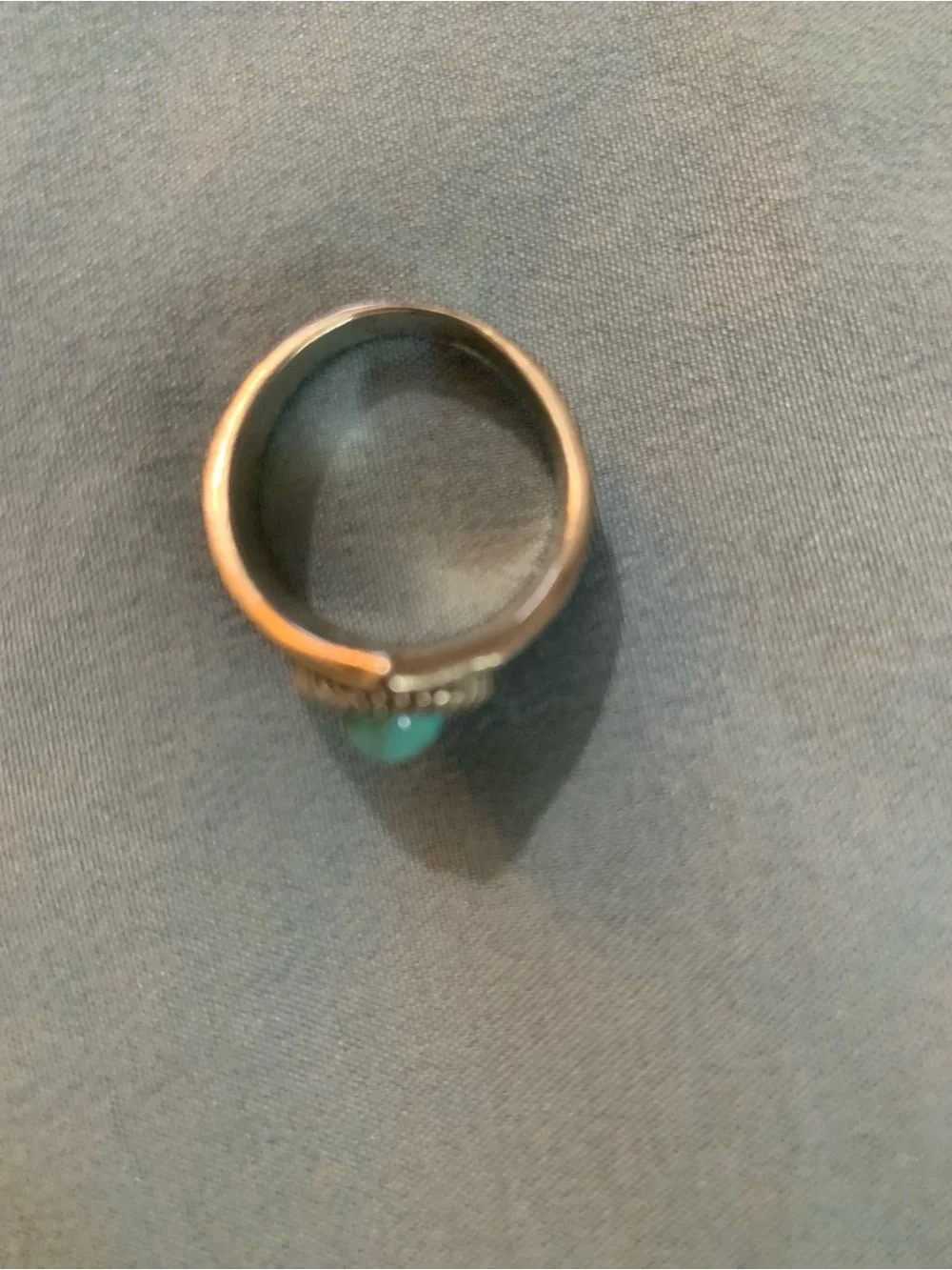 Bohemian Turquoise Color Cabochon Silver-Style Statement Ring